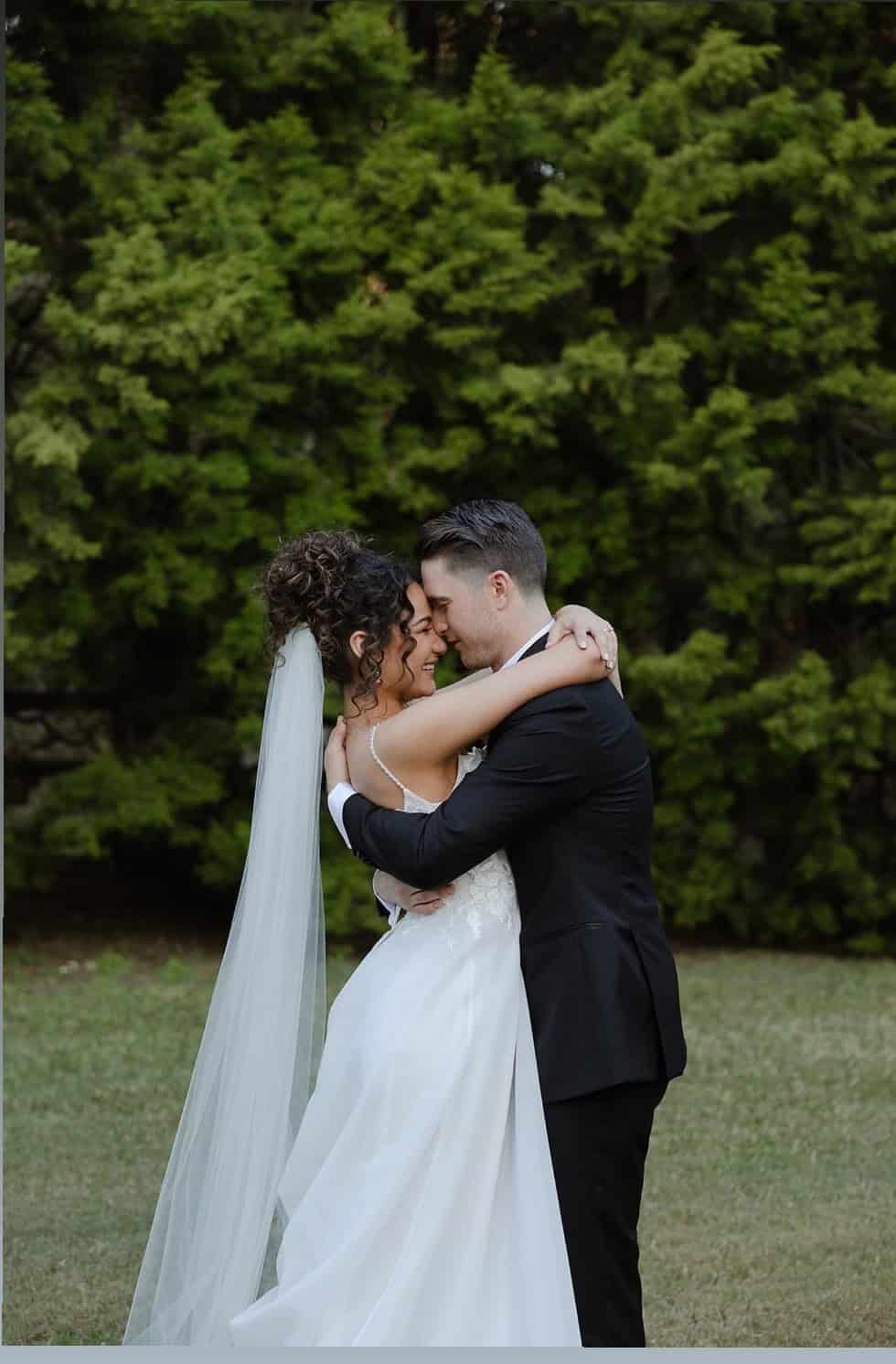 bride with natural curl bun